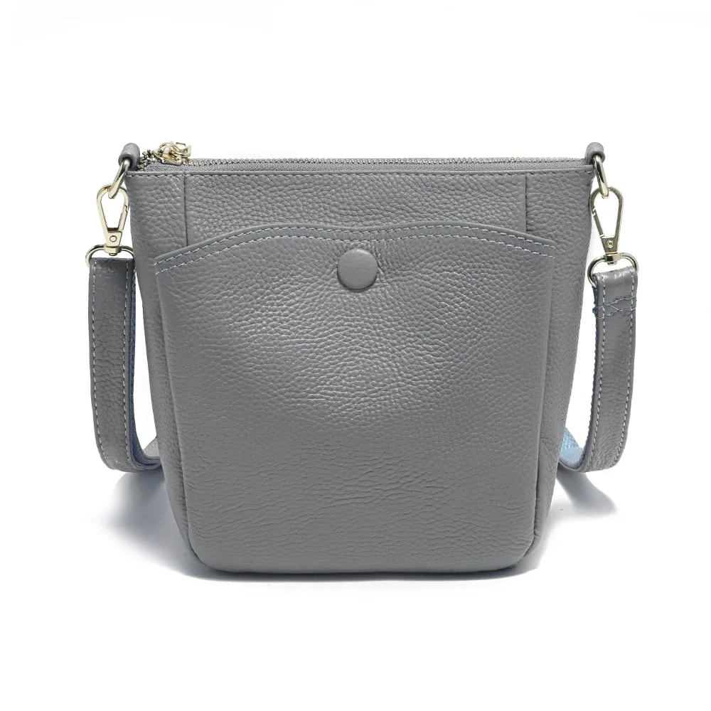 zency laides – petit sac à main en cuir véritable souple pour femmes, sac à bandoulière décontracté, sac seau simple pour téléphone, sacs à main pour femmes, sac gris