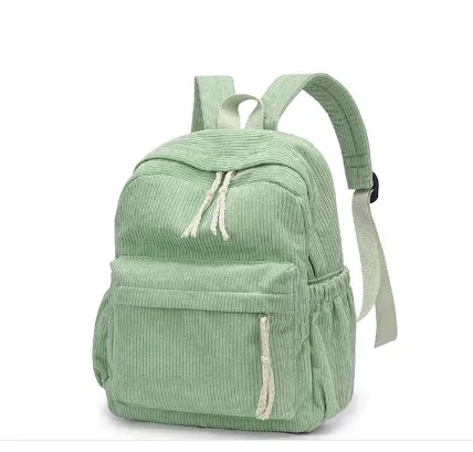 sac dos velours côtelé broderie personnalisation voyage grande capacité pliable extensible poche intérieure poche extérieure bandoulière arquée fermeture éclair