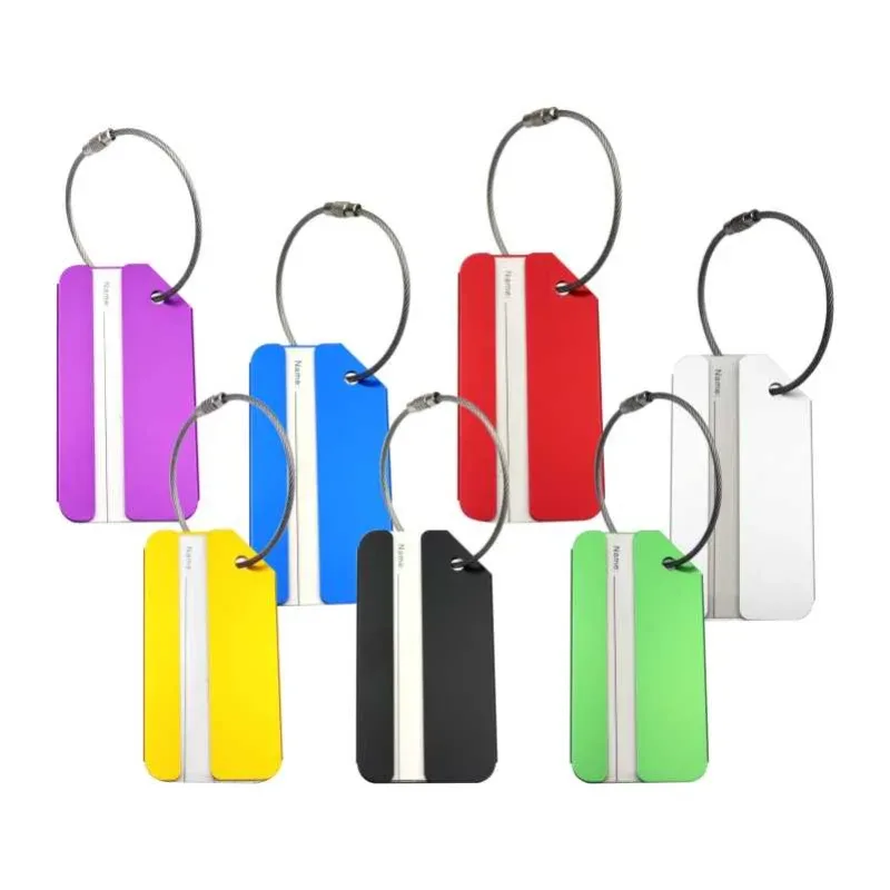 étiquette de bagage de voyage créative et décontractée en alliage d'aluminium, porte-adresse d'identification de valise, étiquettes de bagage d'embarquement, étiquette portable