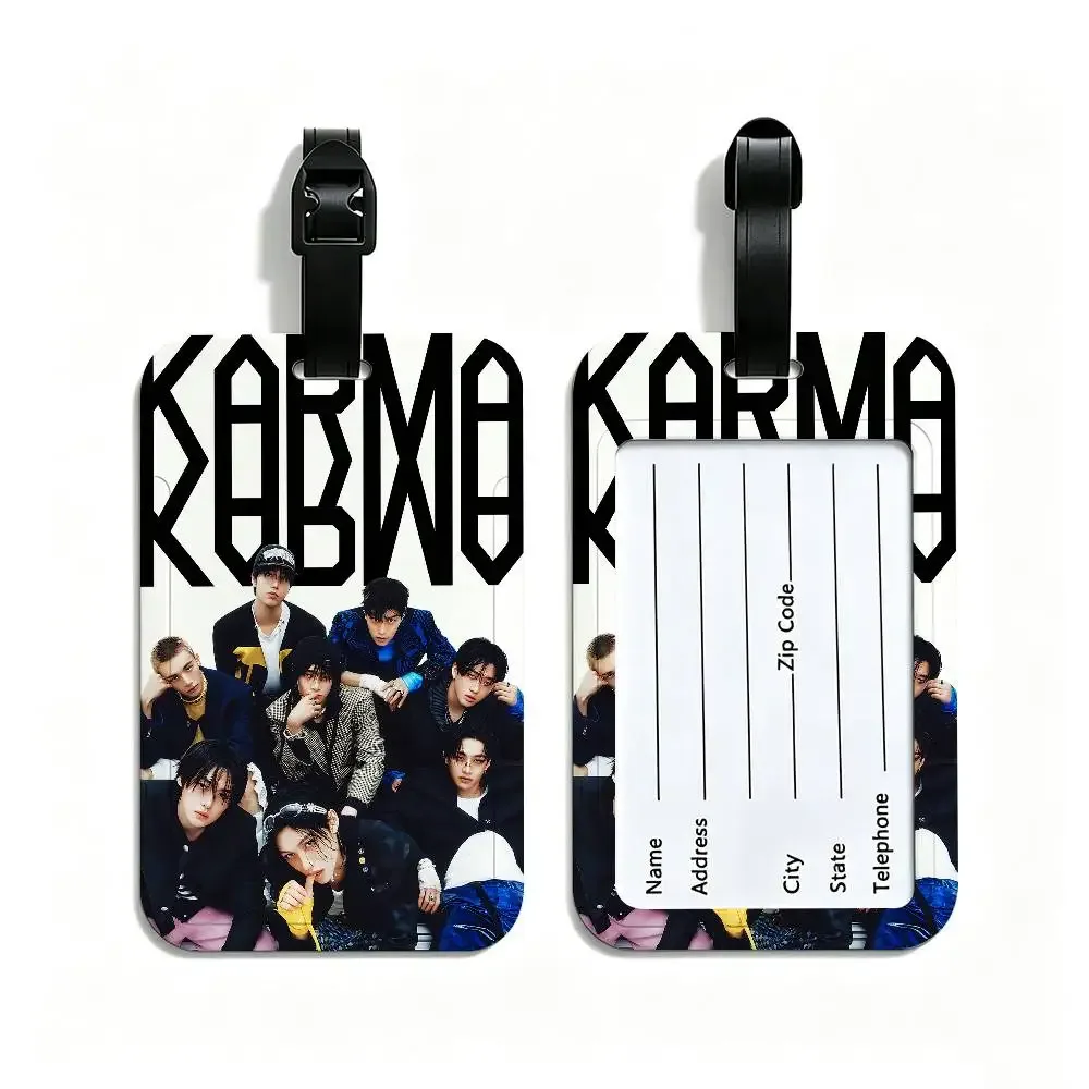 étiquette de bagage en pvc populaire kpop s-stray k-kids avec carte d'information, étiquette anti-perte pour valise, sac à dos, accessoire de voyage