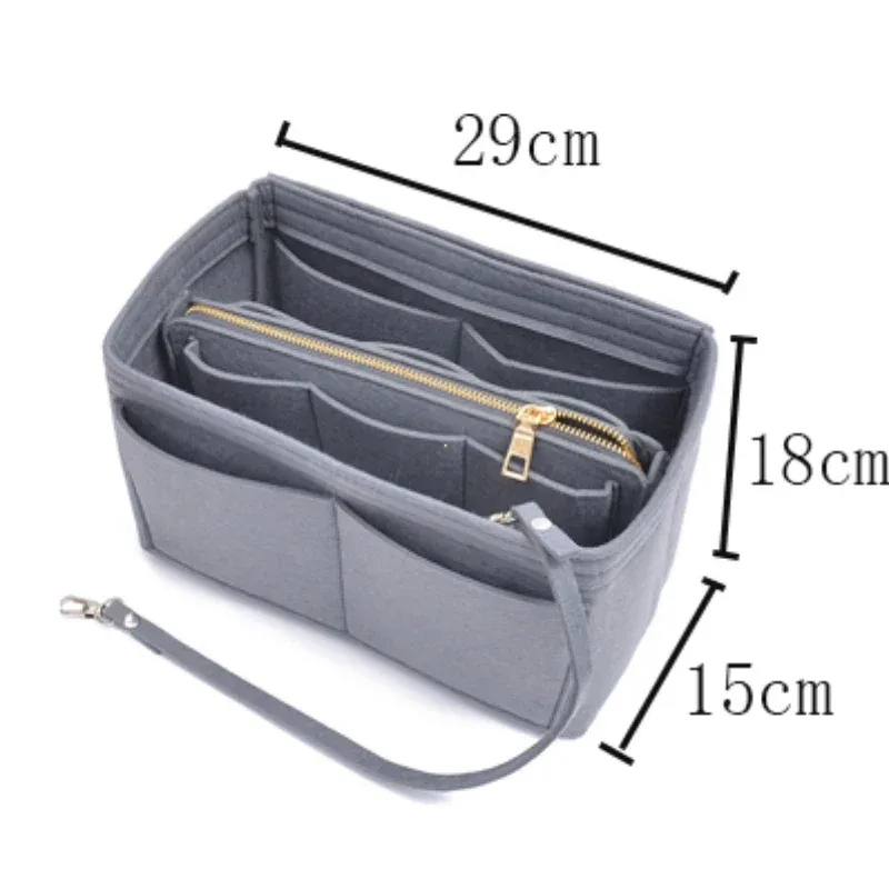 sac de rangement de maquillage multifonctionnel de grande capacité, doublure de gril en feutre, sac de voyage portable dans un sac, évaluation cosmétique