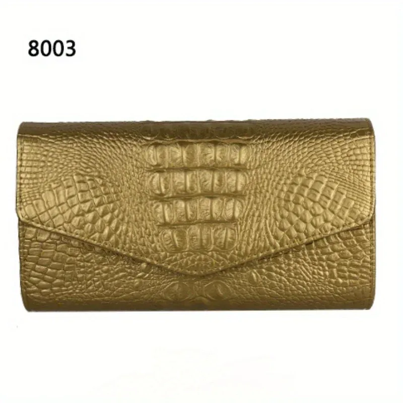 pochette élégante pour femme, grande capacité, sac à bandoulière imprimé crocodile
