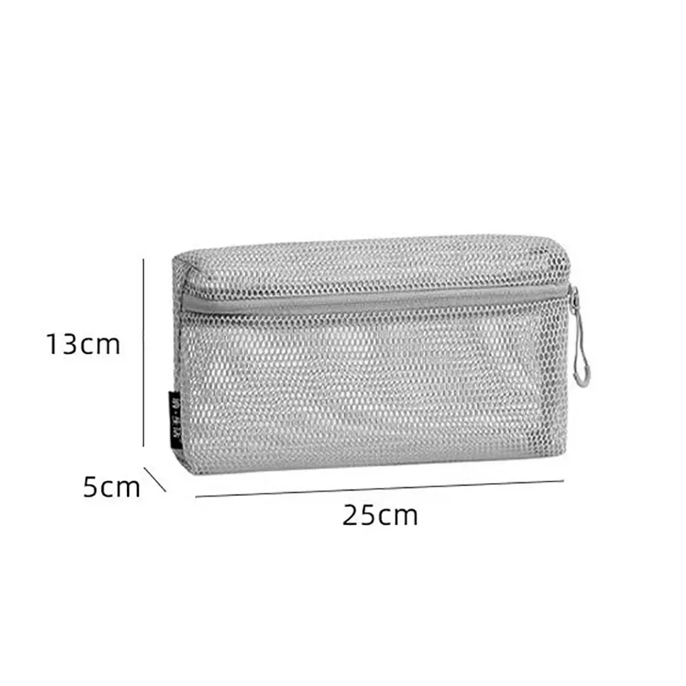 pochette de rangement en nylon décontractée avec fermeture éclair, sac à cosmétiques à main, pochette de voyage en maille polyvalente