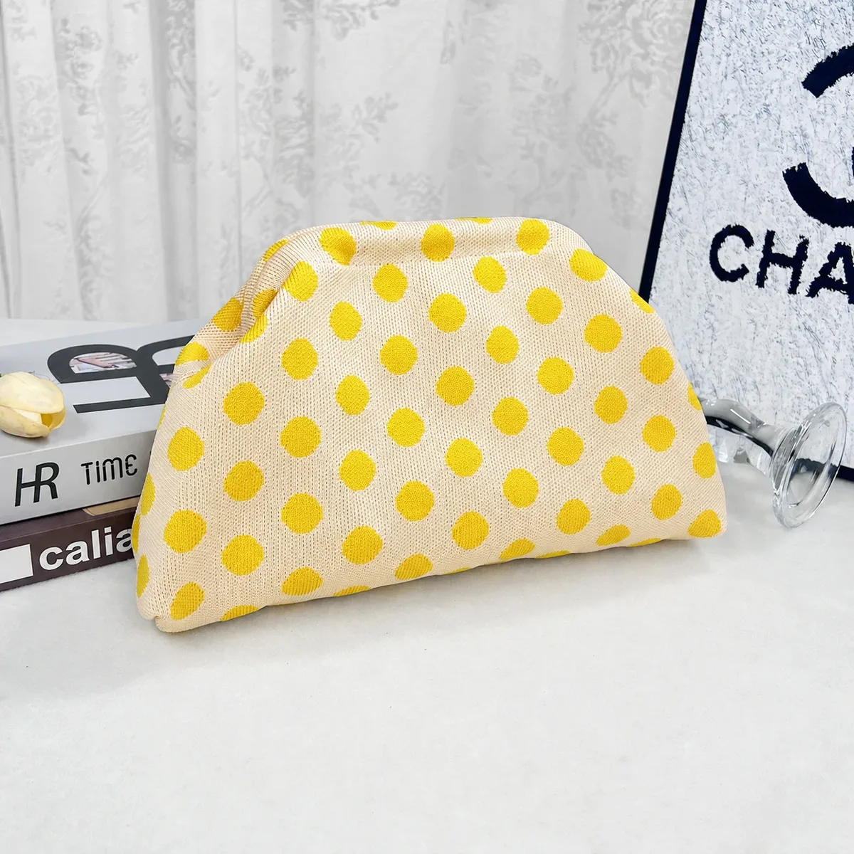 organisateur de maquillage portable, pochette tendance à motifs variés, sac à cosmétiques à main, sac à cosmétiques léger en tricot pour les trajets quotidiens
