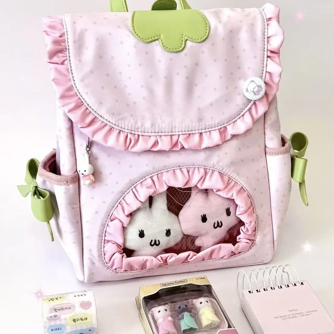 nouveau sac à dos ulzzang ita bag harajuku à pois fraises, mignon et adorable, style kawaii preppy, sac pour poupées y2k
