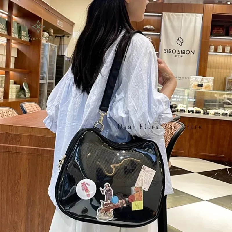 sac à bandoulière y2k sweet cute cat ita pour filles, sacs à bandoulière populaires, uniforme jk initié, affichage transparent, sacs à main pour étudiants, nouveau