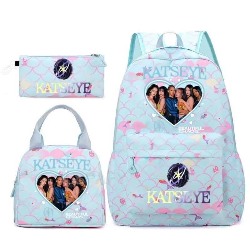 sac à dos tendance katseye amusant pour filles, enfants, étudiants, sac à dos double épaule, sac de voyage pour adolescents, sac à crayons, sac à déjeuner, sac à livres, cartable