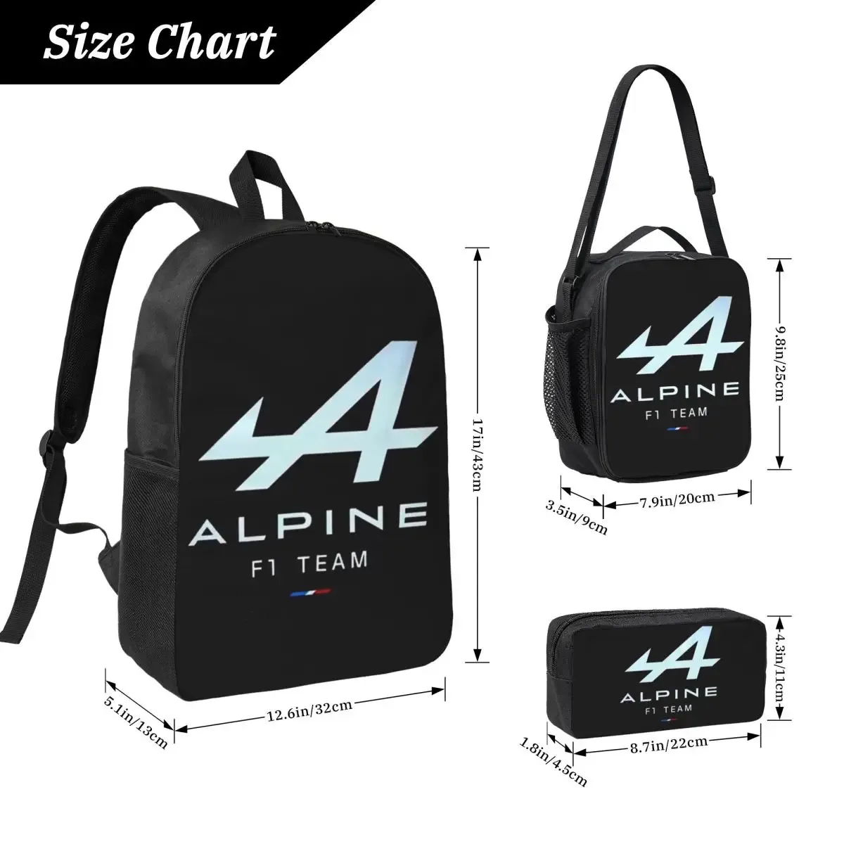 alpine team – sac à dos pour étudiants, garçons et filles, cartable d'école, sacs à bandoulière pour ordinateur, sac à déjeuner isolé 3ps, trousse à crayons