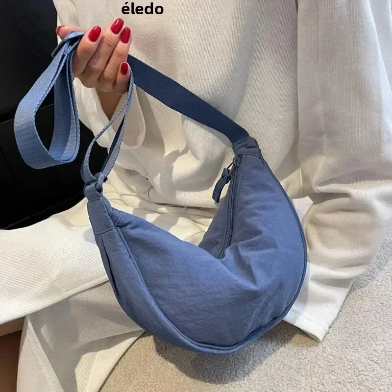 sac à bandoulière en nylon grande capacité pour femme, style décontracté, couleur unie, idéal pour les voyages et les trajets quotidiens, design simple