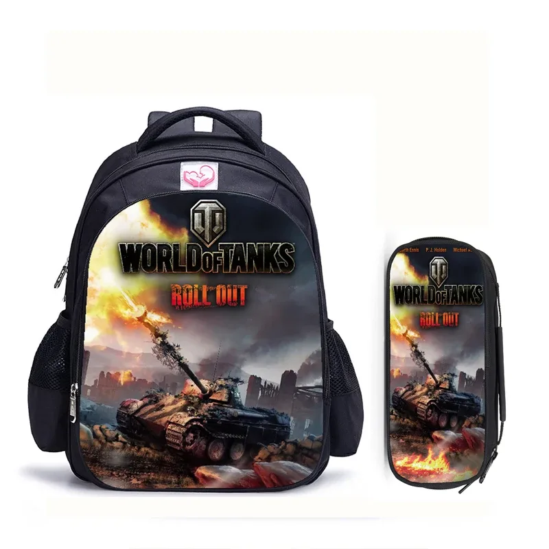 sac à dos de jeu du monde des chars pour enfant et adolescent, 16 pouces, pour livre, garçons et garçons