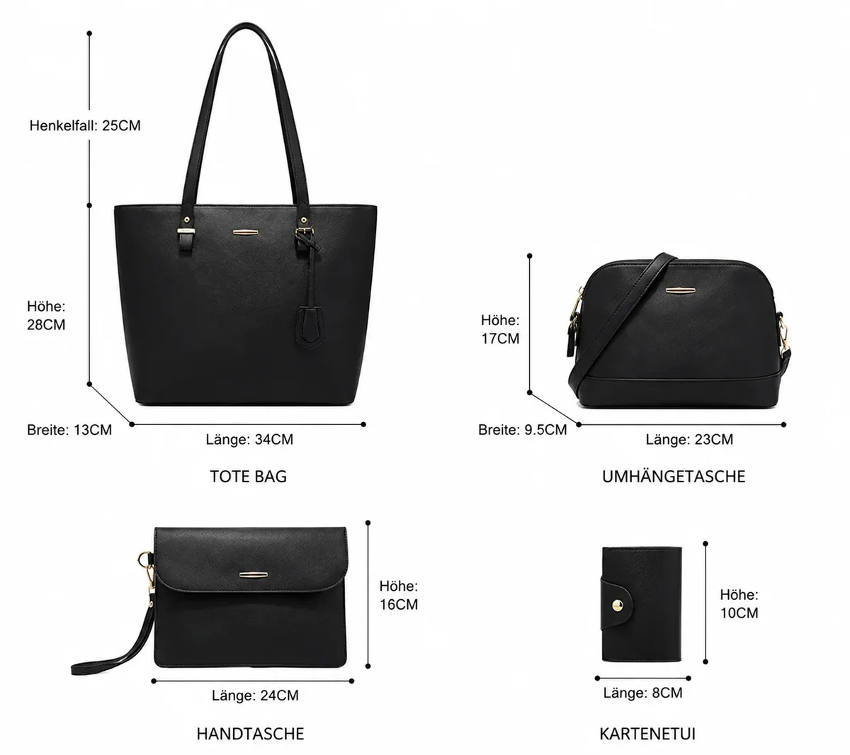 ensemble de 4 sacs à main pour femmes, sac à main en similicuir tendance, sac à bandoulière grande capacité, ensemble de sacs à main avec porte-cartes, pochette élégante, sac fourre-tout pour femmes, pour le quotidien, le bureau, le shopping, les voyages, cadeau
