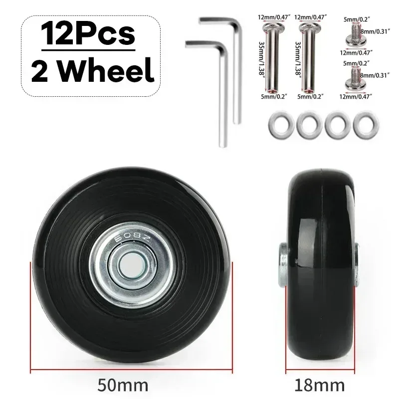 roues de remplacement de valise à bagages, kits de réparation de roulements de roulettes en pu 50x18mm, roues de remplacement d'étagère pour bagages 4/2 pièces