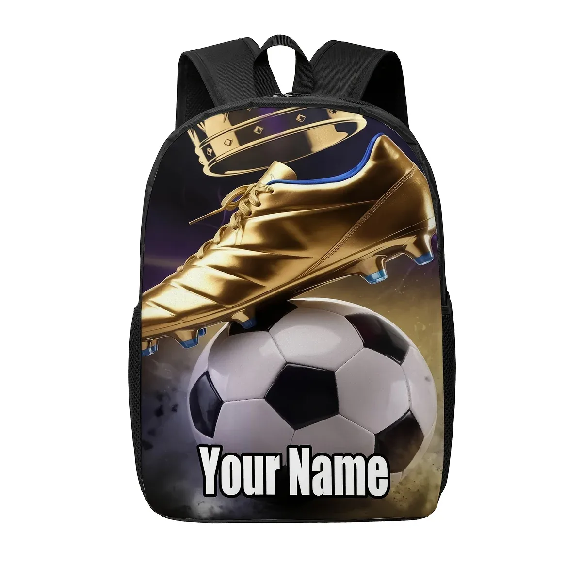 sac à dos de football doré personnalisé sur mesure, personnalisé avec vos noms et textes, grand sac à dos, sur sac à dos