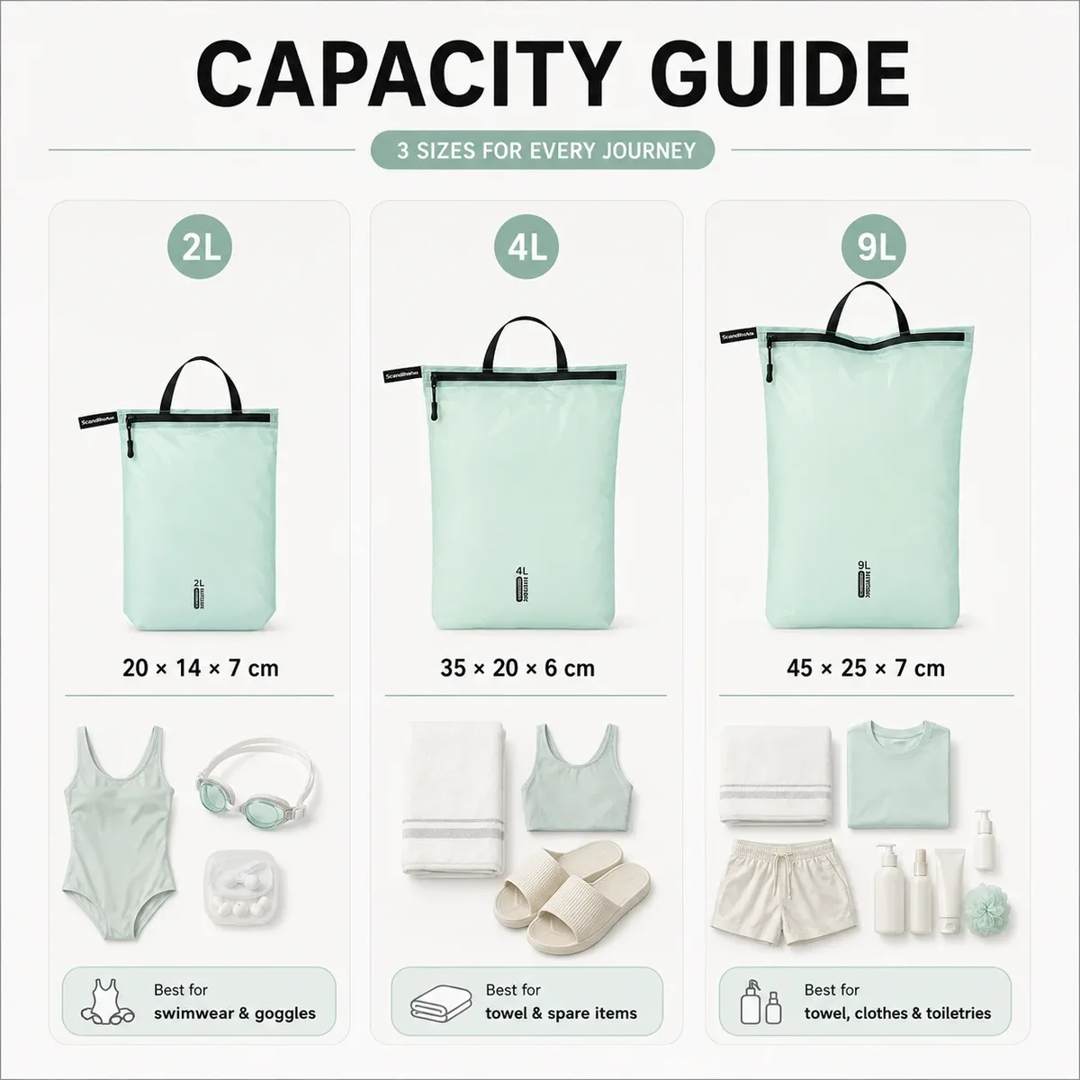 sac étanche pour maillot de bain, voyage, plage, piscine, gym, léger, en nylon, avec fermeture éclair, organiseur, pochette de rangement pour chaussures et articles de toilette