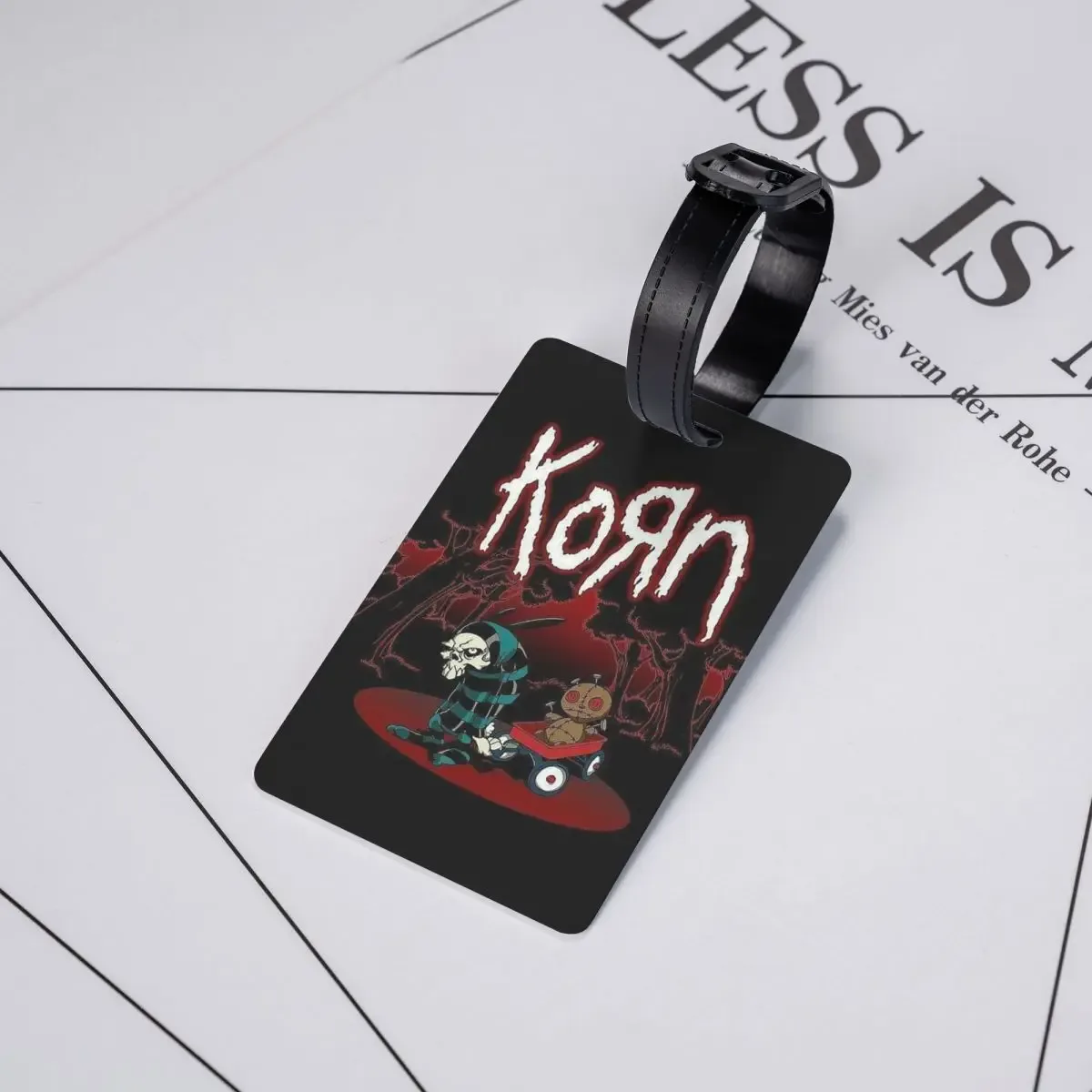 Étiquettes de bagage Korn Heavy Metal Band Album Tour 2024 – Porte-étiquettes d'identification pour valise, bagage de voyage, carte d'embarquement, nom et adresse
