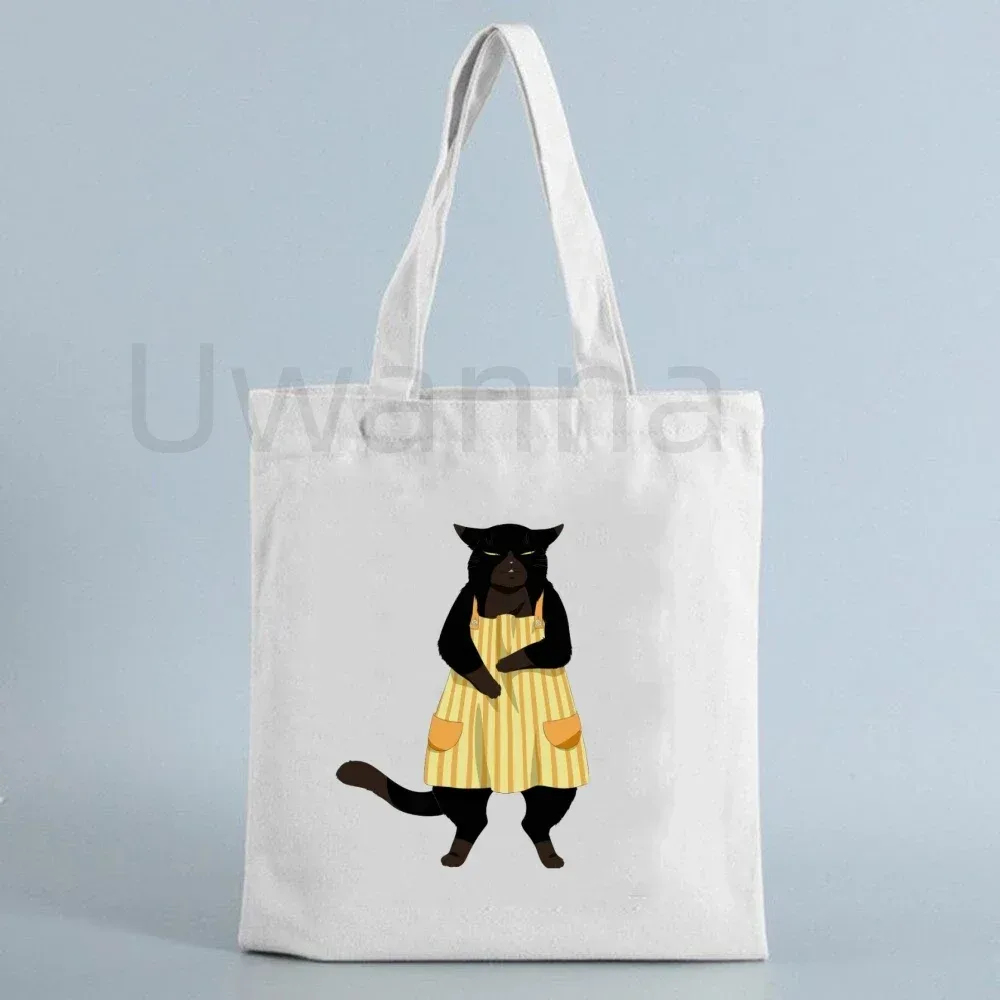 sac à bandoulière en toile de dessin animé, fourre-tout big cat yukichi, le chat masterful est déprimé à nouveau aujourd'hui, sacs de courses, sacs à main d'épicerie