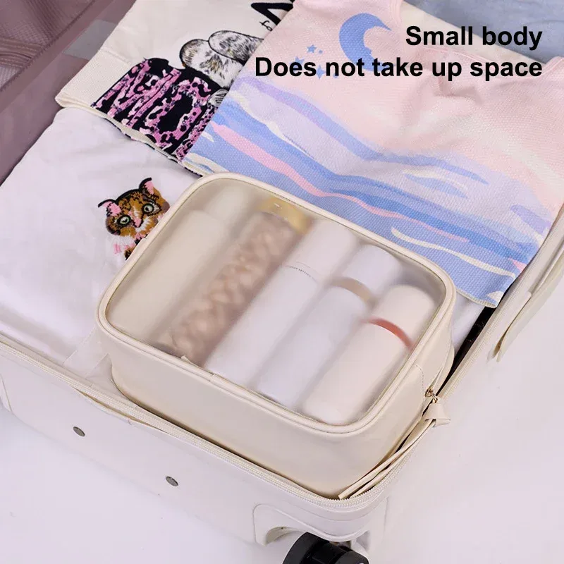 sac de rangement de cosmétiques de grande capacité, sac de maquillage multifonctionnel semi-transparent, trousse de toilette de voyage d'affaires, 1 pièce