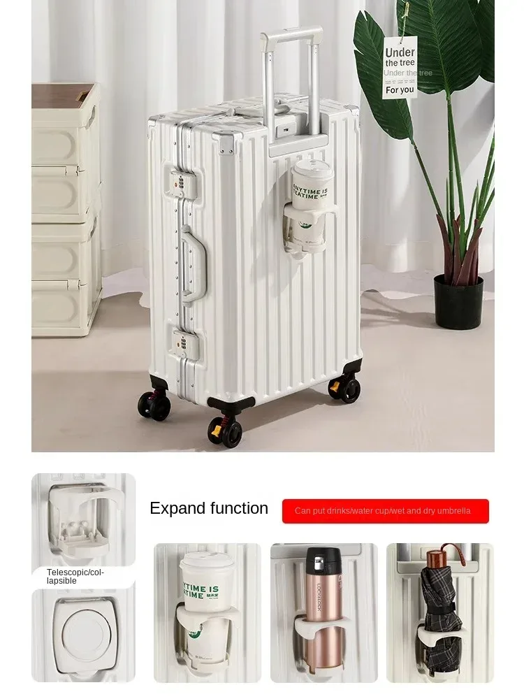 valise de voyage multifonction avec frein à roue, chargement usb, cadre en aluminium, pour hommes et femmes, bagage cabine