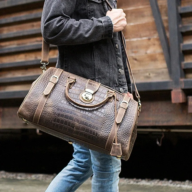 newsbirds-sac de week-end en cuir de vache vintage pour homme, bagage de voyage, sac à bandoulière, sac à main de voyage