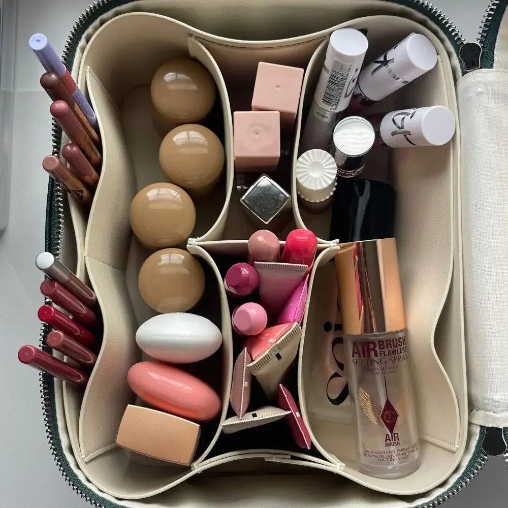 sac de maquillage en cuir pu, forme carrée, trousse de toilette étanche, grande capacité, séparateur amovible, sac de rangement pour appareil photo pour femmes et hommes