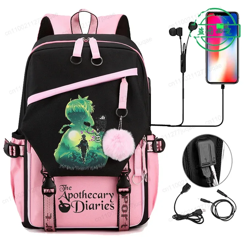 retour à l'école sac à dos pour filles garçons adolescent les journaux d'apothicaire maomao mode usb sacs d'école voyage sacs à dos mochila