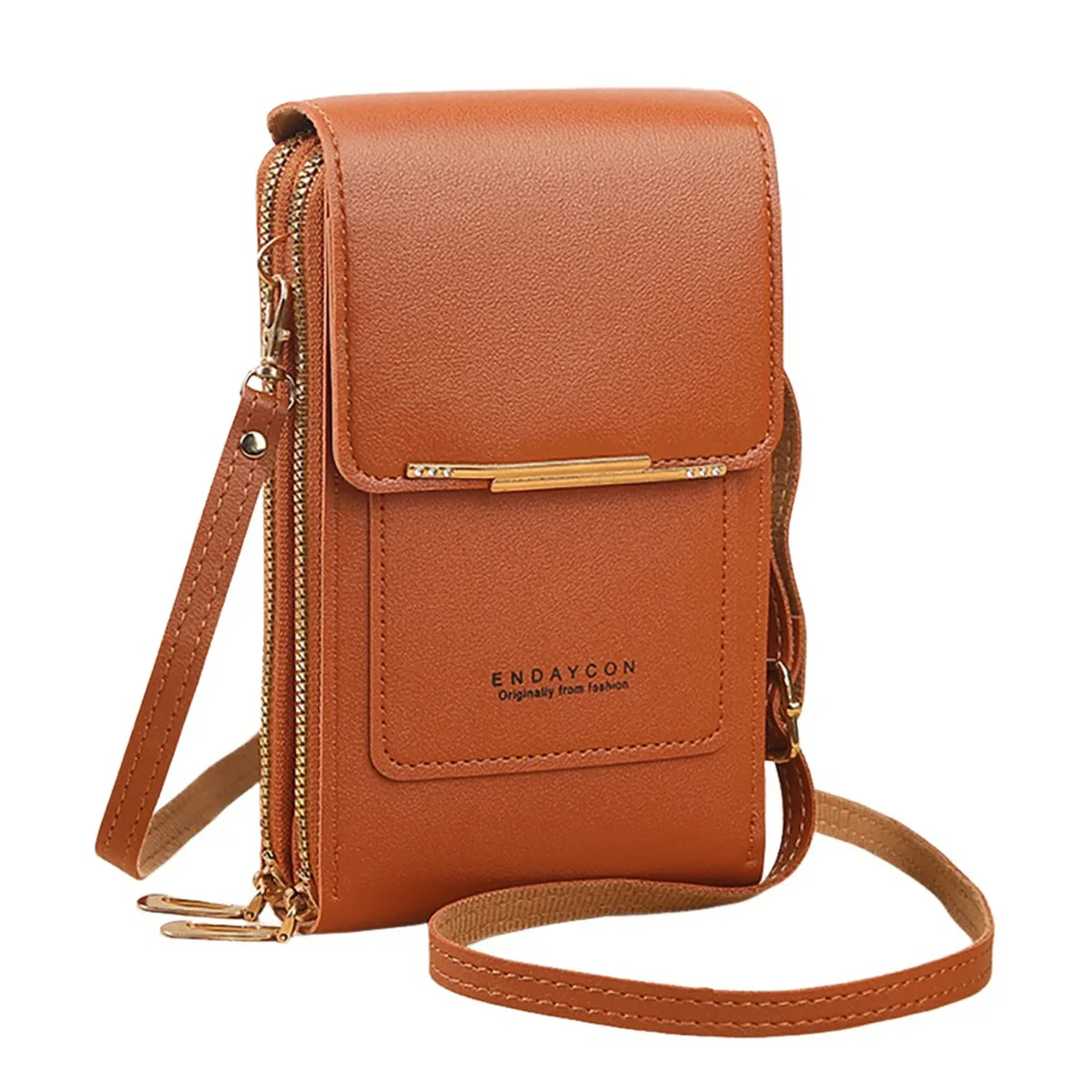 sac à bandoulière pour téléphone avec fenêtre tactile, en cuir premium, anti-rfid, léger, pour femme, portefeuille