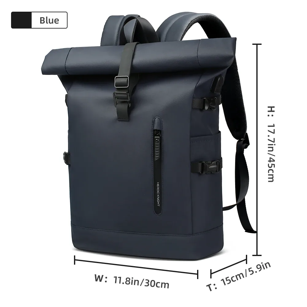 heroic knight – sac à dos étanche pour hommes et femmes, sac à dos de voyage extensible avec chargeur usb, sac pour ordinateur portable de grande capacité, mochila