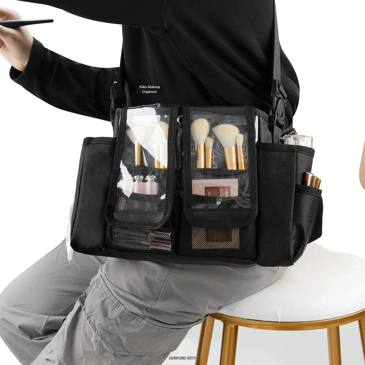 sac de taille de maquillage professionnel, organisateur cosmétique portable et étanche en cuir pu pour retarder la beauté
