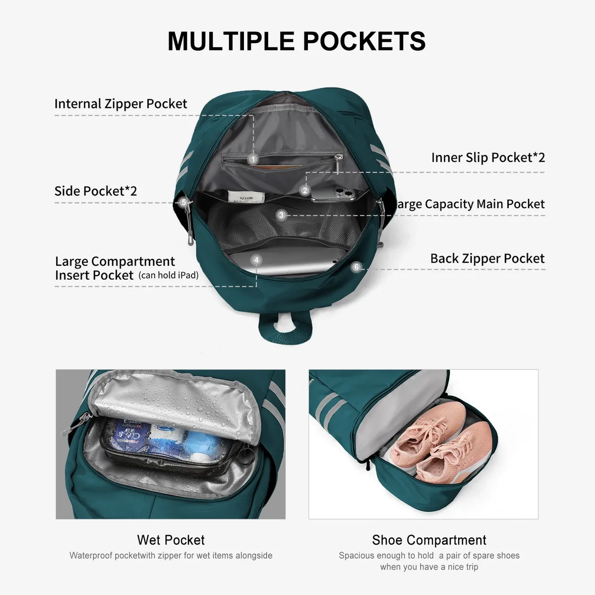 sac à dos de voyage étanche avec compartiment à chaussures pour hommes et femmes, sacs d'escalade, sac à dos de sport en nylon, sac de natation de fitness
