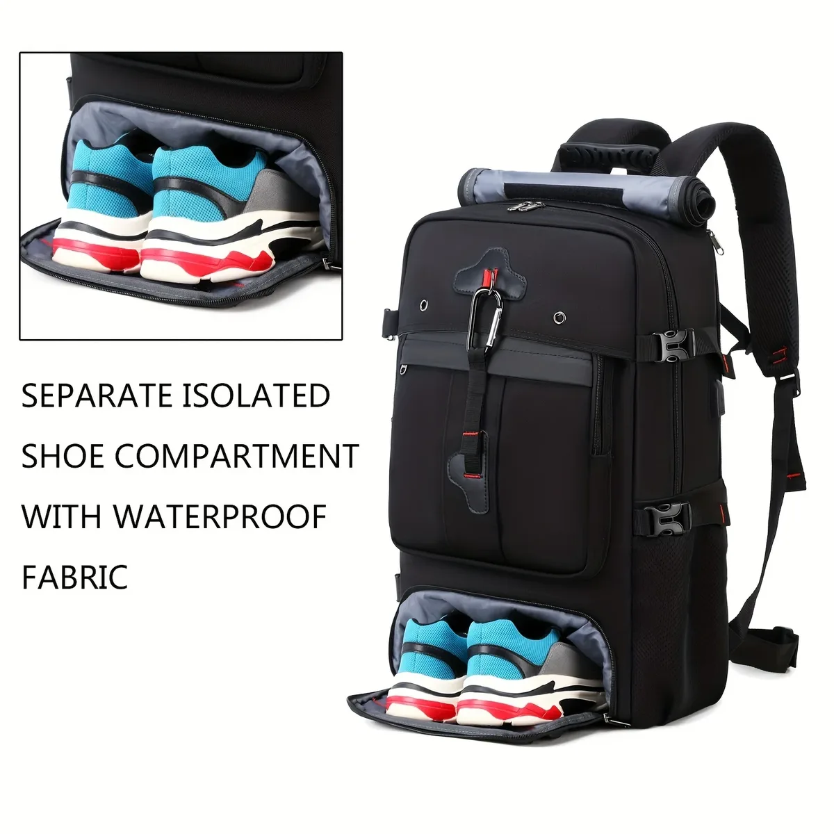 sac à dos de voyage pour hommes et femmes, grand sac à main avec compartiment à chaussures approuvé par la compagnie aérienne, sac à dos pour ordinateur portable 17 pouces, sac de sport