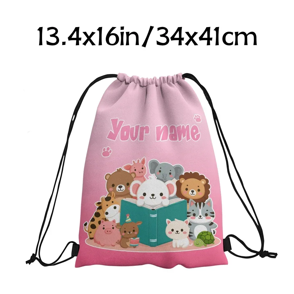 sac à dos à cordon personnalisé avec animaux mignons, sac à livres à cordon avec animaux de dessin animé, sac à cordon pour enfants, école, gymnase