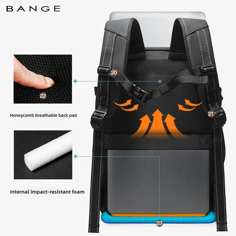 organisateur voyage tissu oxford noir compartiment transparent sections anti-fourreaux expansible vacuum system sac dos polyester multifonctionnels travels