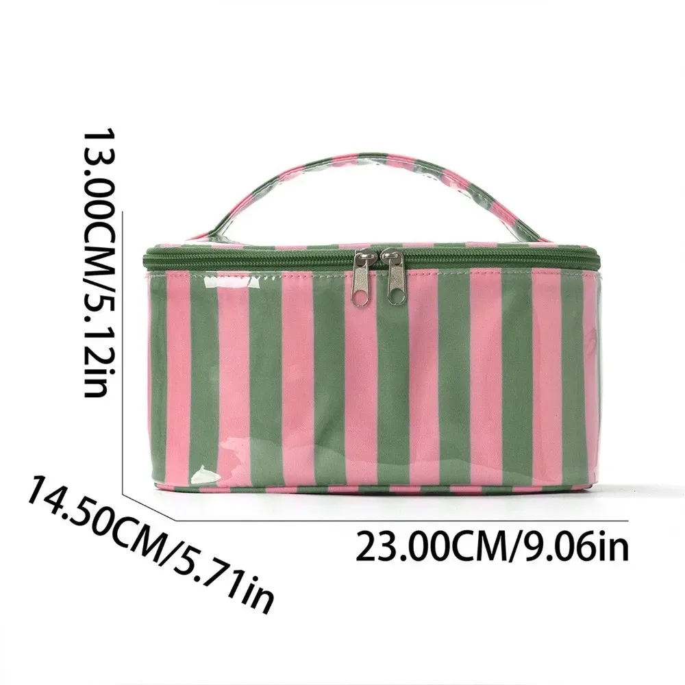 sac de rangement pour articles de toilette à rayures, en pvc imperméable, étui organisateur de maquillage, sac de voyage léger et durable pour cosmétiques