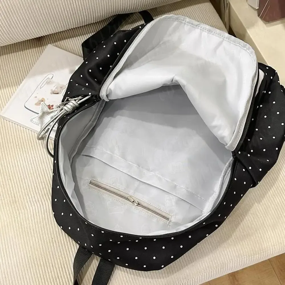 sac à dos décontracté en nylon pour femmes, à pois, motif touches de piano, sac d'école, sac à livres avec pendentif, sac de voyage pour filles, sac à main mignon pour ordinateur portable, sac à dos quotidien