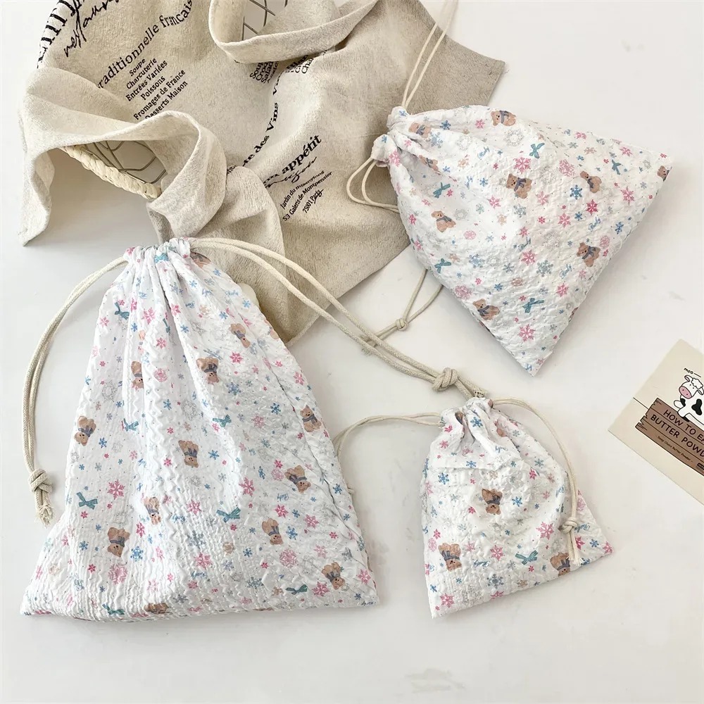 sac à cosmétiques à cordon de serrage en relief, 1 pièce, pochette de rangement de cosmétiques portable mignonne, sac de rangement pour maquillage et accessoires