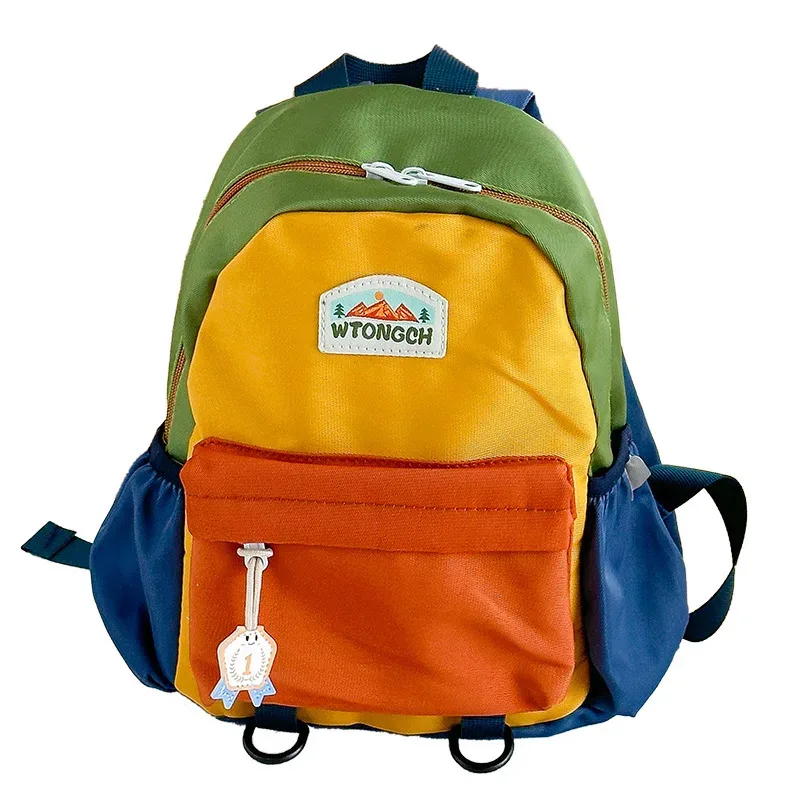 nouveau bloc de couleur enfants sac à dos léger sac d'école maternelle pour garçons filles voyage loisirs de plein air
