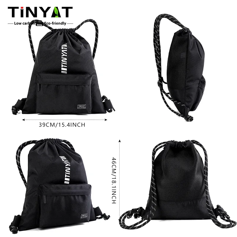 tinyat sac à dos à cordon de serrage pour homme avec bretelles réglables sac de sport sac de voyage léger en polyester pour un usage quotidien