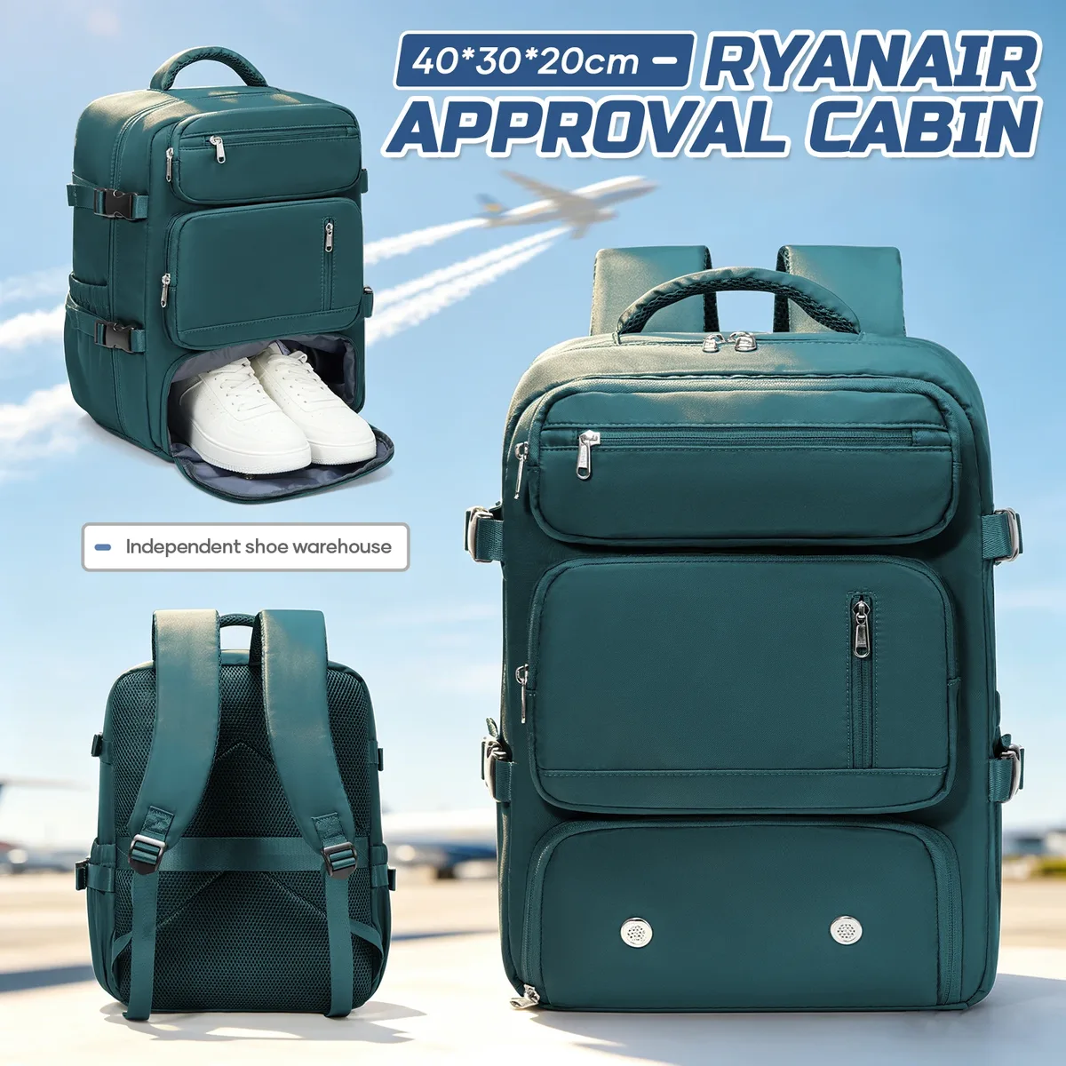 sac à dos de voyage sac de cabine d'avion sac à dos ryanair 40x20x25 bagages pochette d'ordinateur antivol hommes femmes sac pour sport trekking