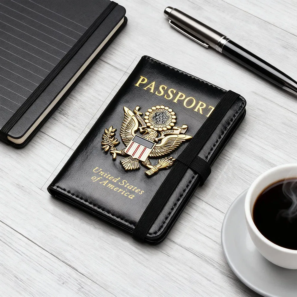 porte-passeport rfid pour voyage, étui de passeport étanche avec badge métallique 3d, portefeuille portable pour cartes bancaires