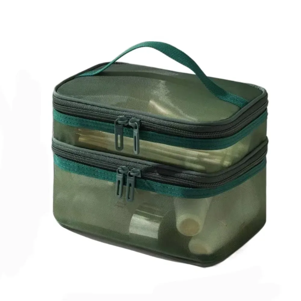 sac de voyage transparent en maille pour cosmétiques, sac de rangement de grande capacité, organisateur de maquillage, étui à maquillage à 2/3 couches, pour la gym et la natation