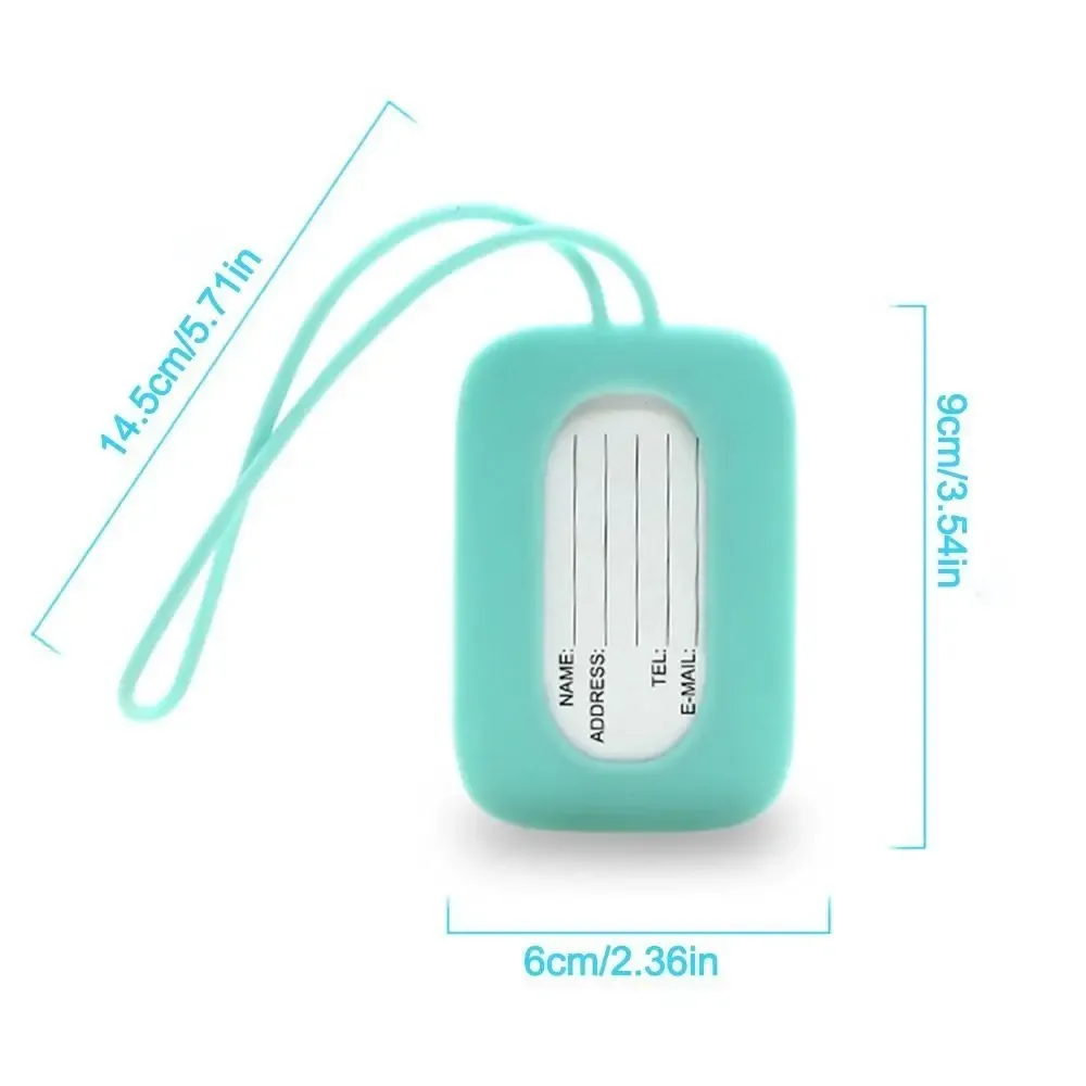 étiquette de bagage universelle en silicone, anti-perte, avec lanière, étiquette de carte d'embarquement, nom souple, adresse de téléphone, voyage