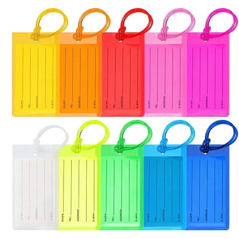 étiquette de bagage de voyage en pvc souple, étiquette de valise en silicone, étiquette de nom de sac, manchon de carte, document d'avion, vente en gros, accessoires