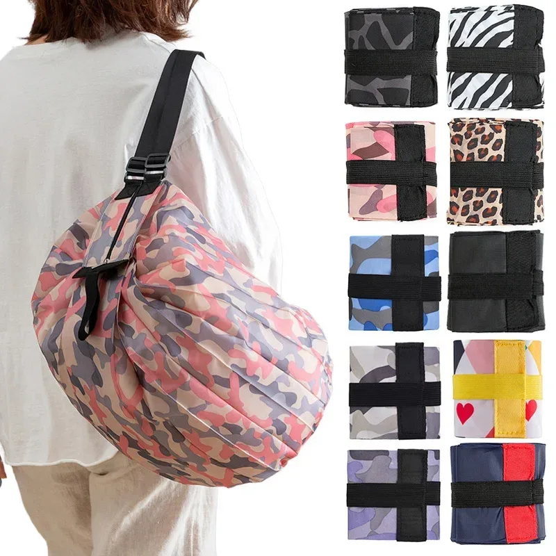sac de shopping pliable pour femmes, fourre-tout de grande capacité, organisateurs de voyage en nylon, sacs de shopping portables à fermeture éclair pour marché
