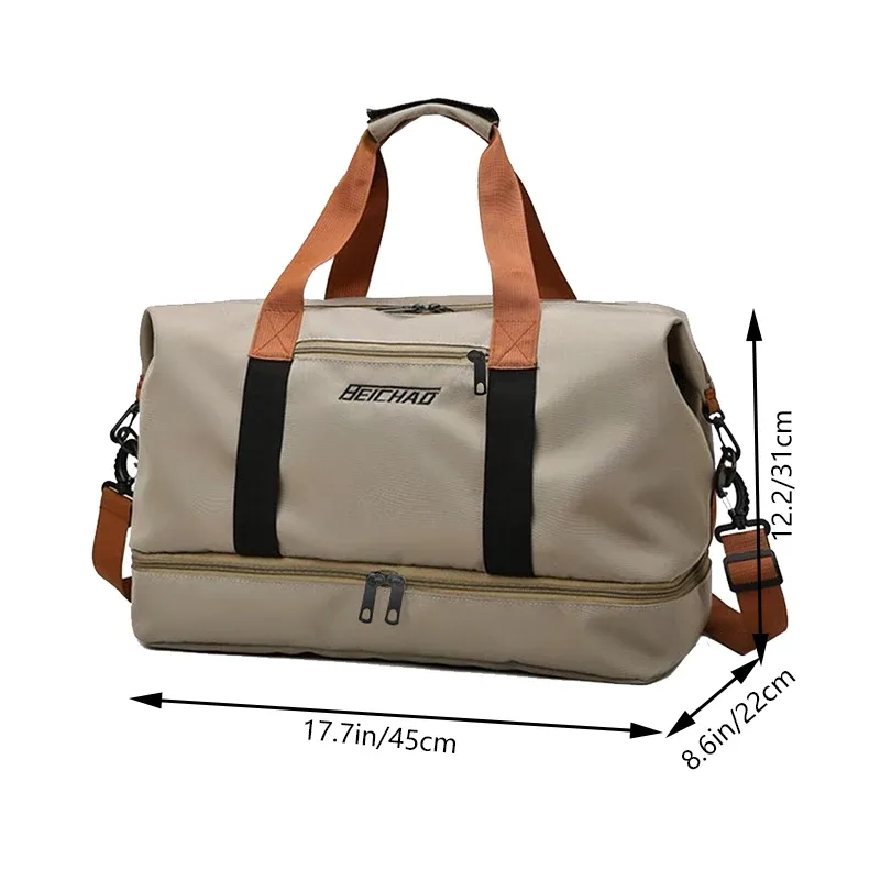 sac de voyage de grande capacité, conception de séparation sèche et humide, sac de sport pliable et étanche, compartiment à chaussures, idéal pour les activités de plein air
