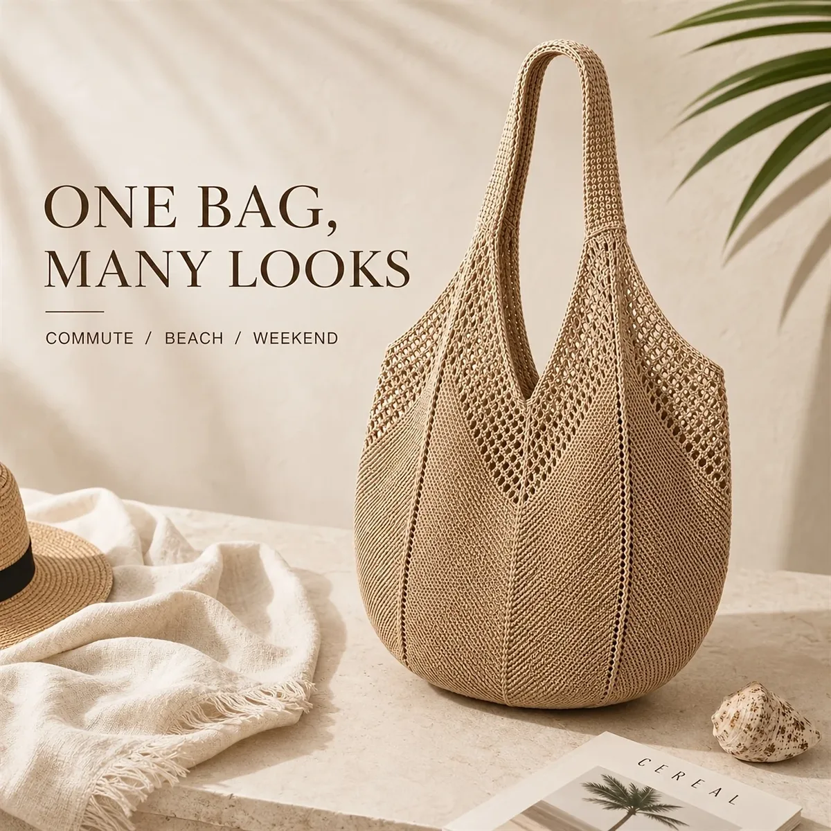 sac fourre-tout léger en tricot ajouré grande capacité, sac à bandoulière au crochet pour la plage, les voyages, l'école, cadeau de fête des mères pour maman