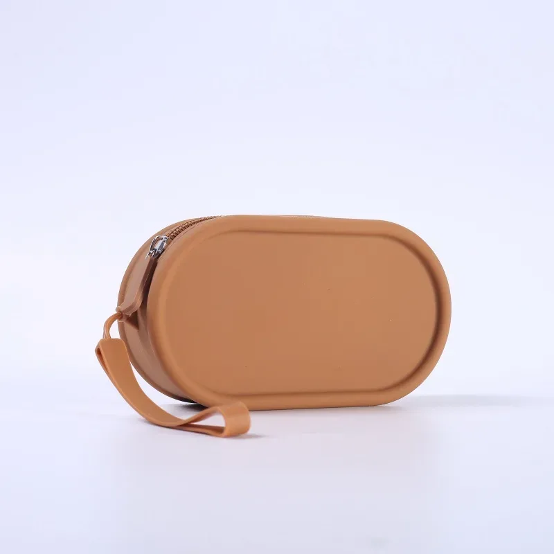 pochette de rangement en silicone, étanche, avec fermeture éclair, sac de maquillage 16,7 cm x 9,1 cm x 4,5 cm, grande capacité, pochette portable