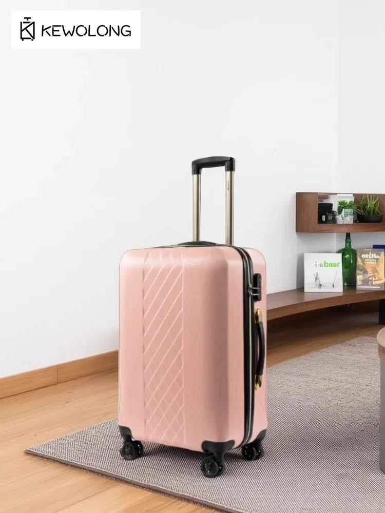 valise rigidite pc silencieuse serrure tsa motif géométrique diagonale forme rectangulaire couleur rose pâle usage voyage