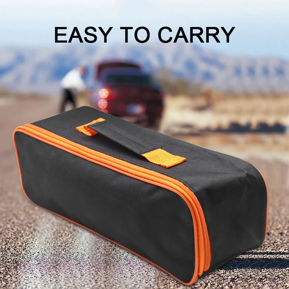 Sac à outils avec fermeture éclair et poignée, sac de rangement portable en tissu Oxford pour électriciens, outils d'aspirateur de voiture