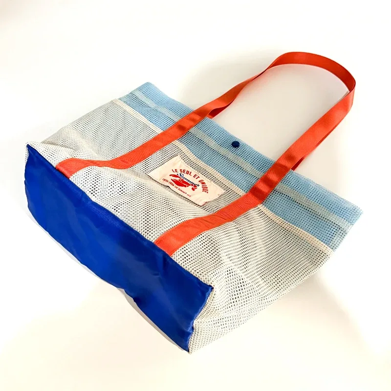 sac de plage grande capacité, résistant au sable, en maille, pour la plage, la piscine, les voyages, sac de rangement, design multi-poches, essentiel pour les vacances en famille