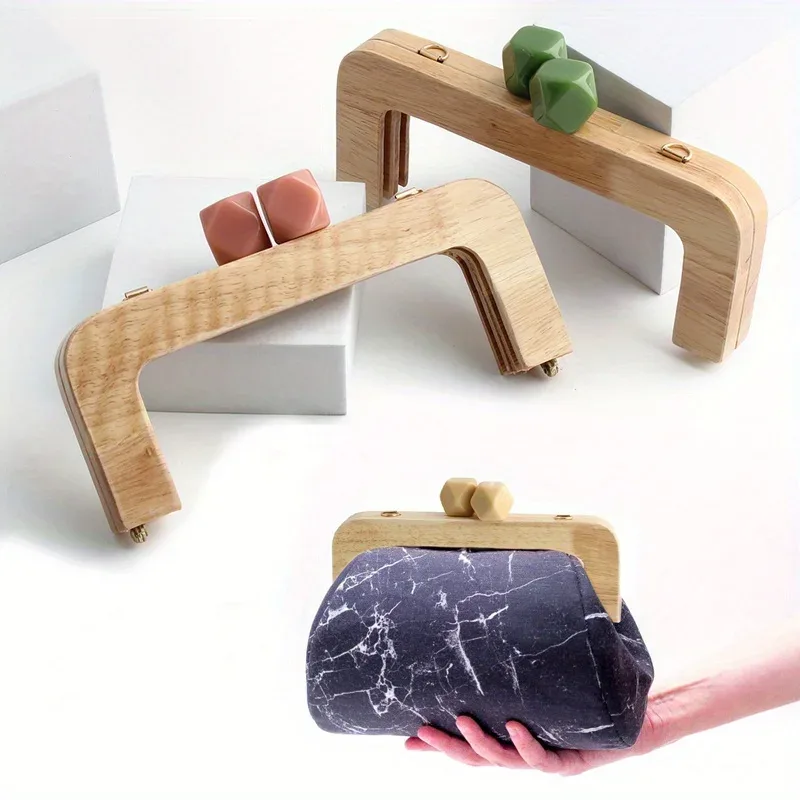 perles en bois de 19.6cm x 11cm, 1 pièce/2 pièces, serrure assortie, portefeuille mural, cadre de sac à main, poignée faite à la main avec perles colorées, pièces de rechange
